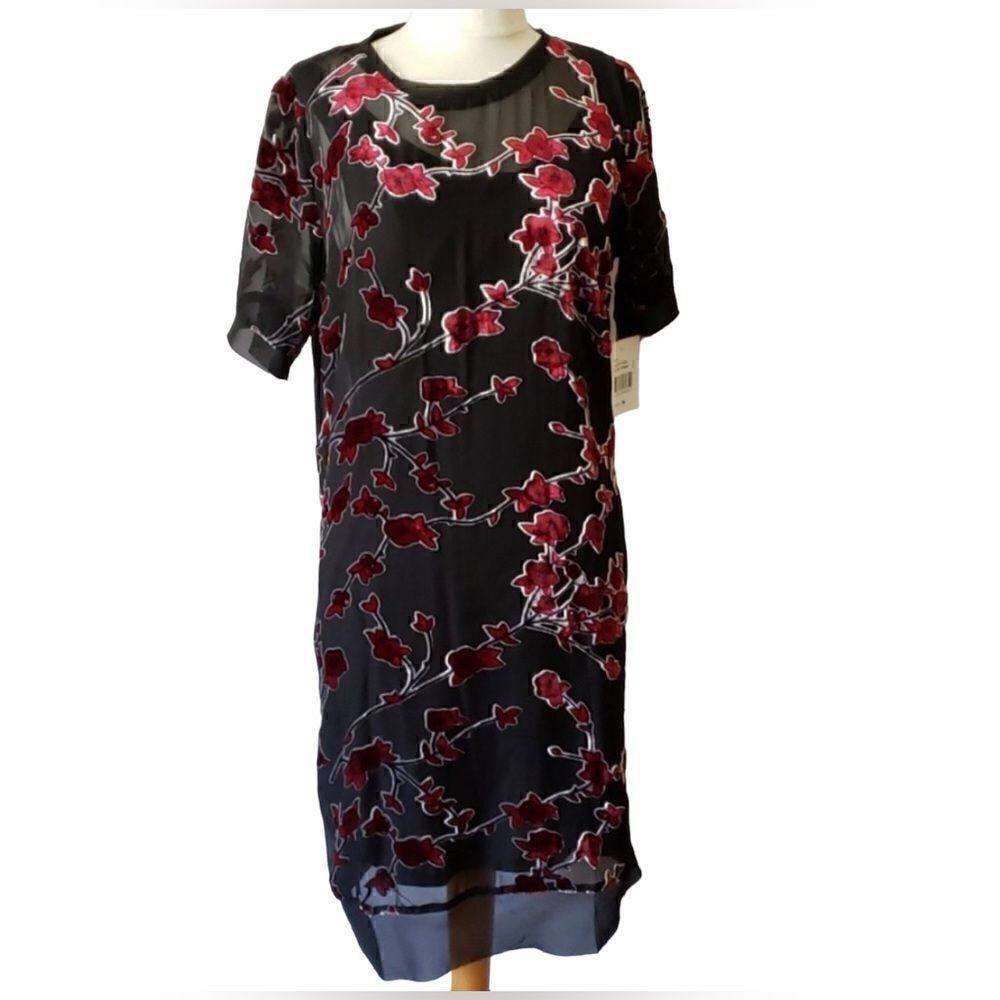 NWT superfoxx red & black mesh overlay dress